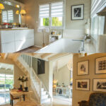 Salon lumineux et salle de bain moderne visibles sur la même photo d’une maison à vendre