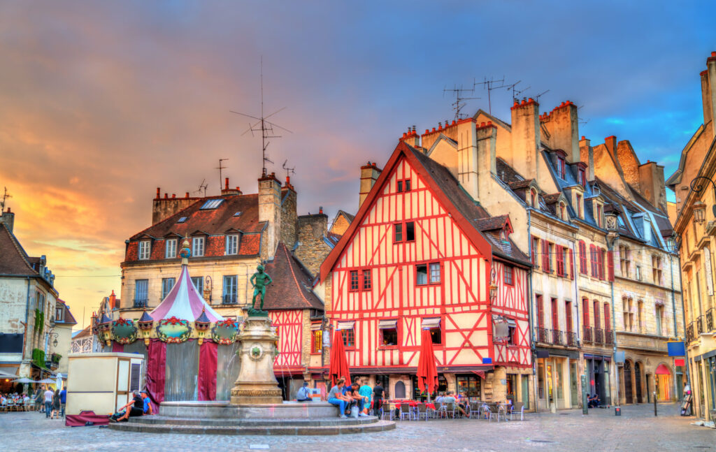 traditional buildings in the old town of dijon, france