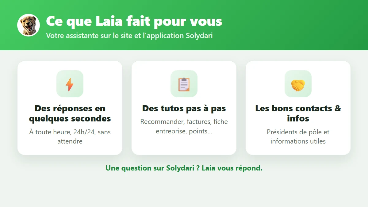 Les trois usages de Laia : répondre 24h/24, guider pas à pas, donner les bons contacts