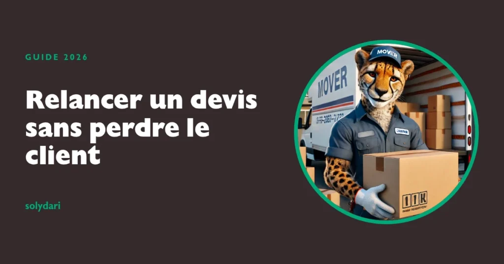 Illustration de couverture du guide Solydari consacré à la relance d'un devis B2B en 2026.